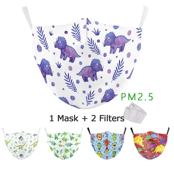 

Fashion Cartoon Dinosaur Print Masks PM2.5 Anti Pollution Adult Face Mask Washable Reusable Facemask Fabric Filter Mouth Mask