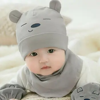 

2 Pieces Baby Beanies Cap Set Baby Kid Solid Color Plush Ball Baby Girls Hat And Scarf Set Winter Warm Caps For Boys Newborn Hat