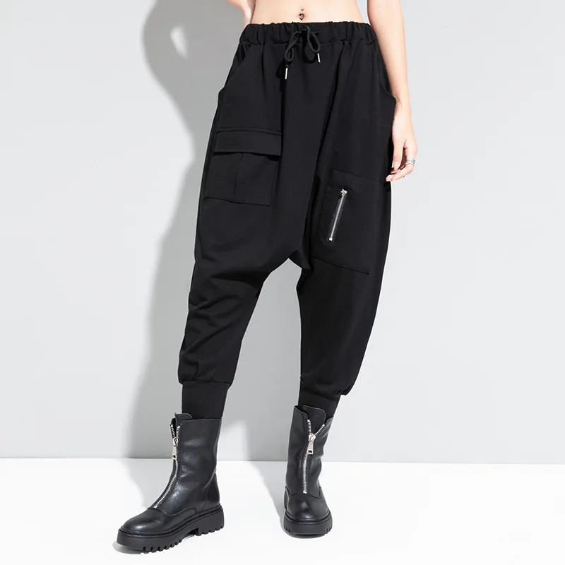 Ladies Harlan Pants Small Foot Pants Spring And Autumn New Classic Dark Hip-Hop Street Loose Casual Large Size Down Pants ladies harlan pants small foot pants spring and autumn new classic dark personality pocket street leisure large size cone pants