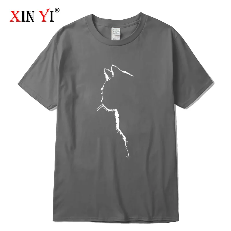 XINYI Men's T-shirt Top Quality 100% cotton short sleeve cool cat print casual loose men t shirt o-neck t-shirt men tee shirts XINYI Men's T-shirt Top Quality 100% cotton short sleeve cool cat print casual loose men t shirt o-neck t-shirt men tee shirts