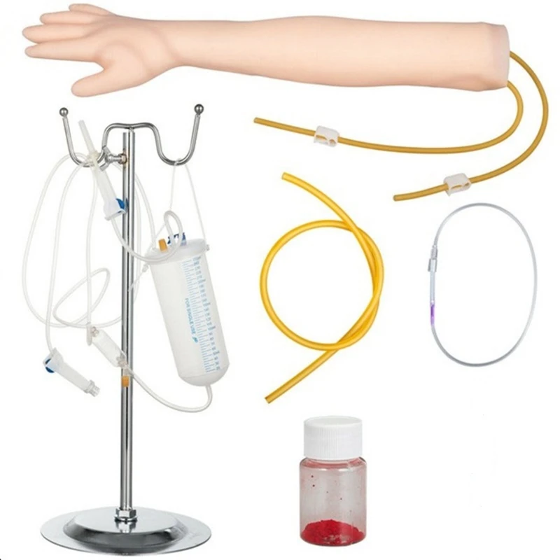 A9LC Intravenous Practice Arm Kit Phlebotomy Arm Kit with Infusion Stand Practice for Phlebotomy IV Kits