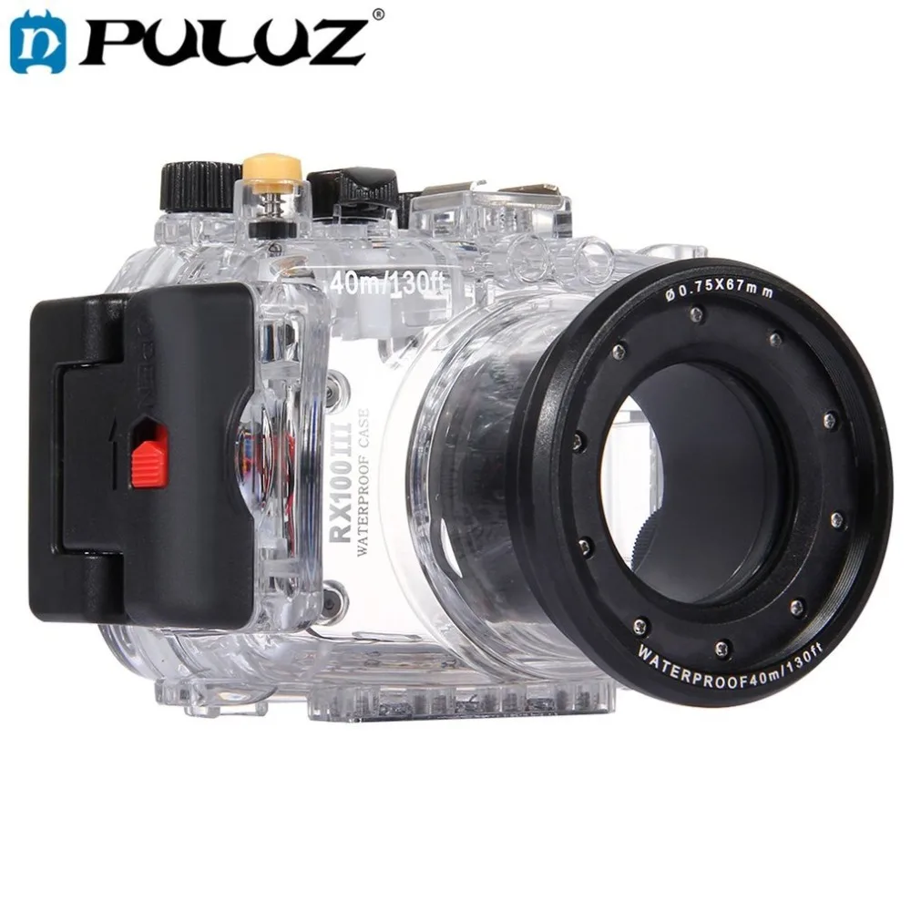

PULUZ 40m Underwater Depth Diving Case Waterproof Camera Housing for Sony RX100 III Transparent Lightweight Protective Cover