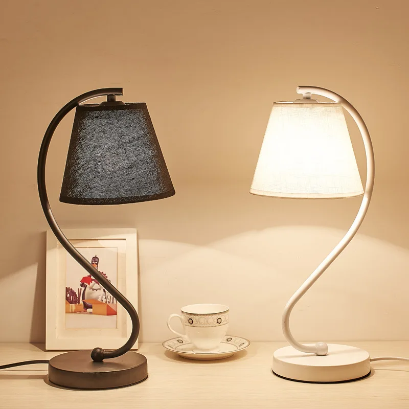 

Concise Eyeshield Led Desk Lamp Bedroom Bedside To Work In An Office Originality Personality Arts Iron Cloth Cover Desk Lamp