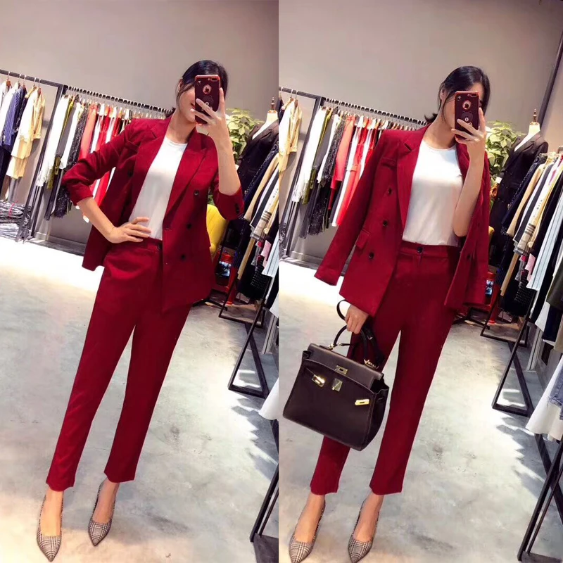 herfst en winter nieuwe mode vrouwen wilde slim dames темперамент jas Europese станция kleine pak Professional pak MS - Цвет: 1