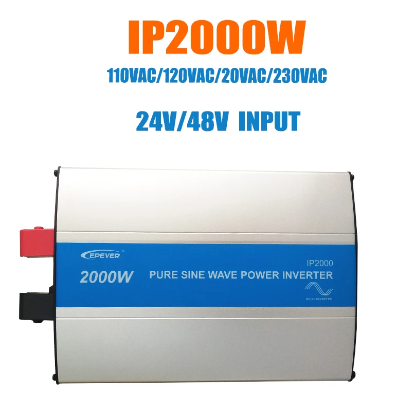 

EPever 2000W Pure Sine Wave Inverter 24V/48V Input 110VAC 120VAC 220VAC 230VAC Output 50HZ 60HZ High Efficiency Converter IPower