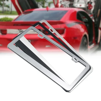 

License Plate Frame Aluminum Alloy With Screws Practical Rustproof 2 Holes Easy Install US Vehicles Holders Universal Cover