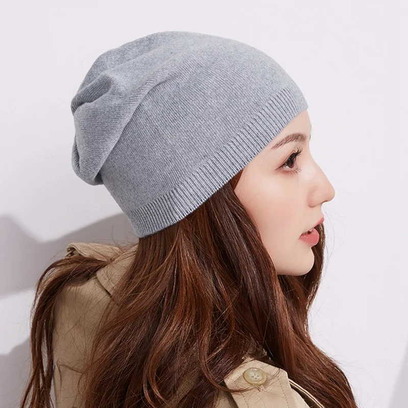 Зимняя женская уличная теплая хлопковая шапка простая Мягкая дышащая теплая вязаная шляпа