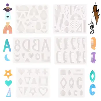 

6 Set Silicone Casting Resin Molds Jewelry Tools For DIY Pendants Earring Uv Epoxy Art Crafts 3D Handmade Making