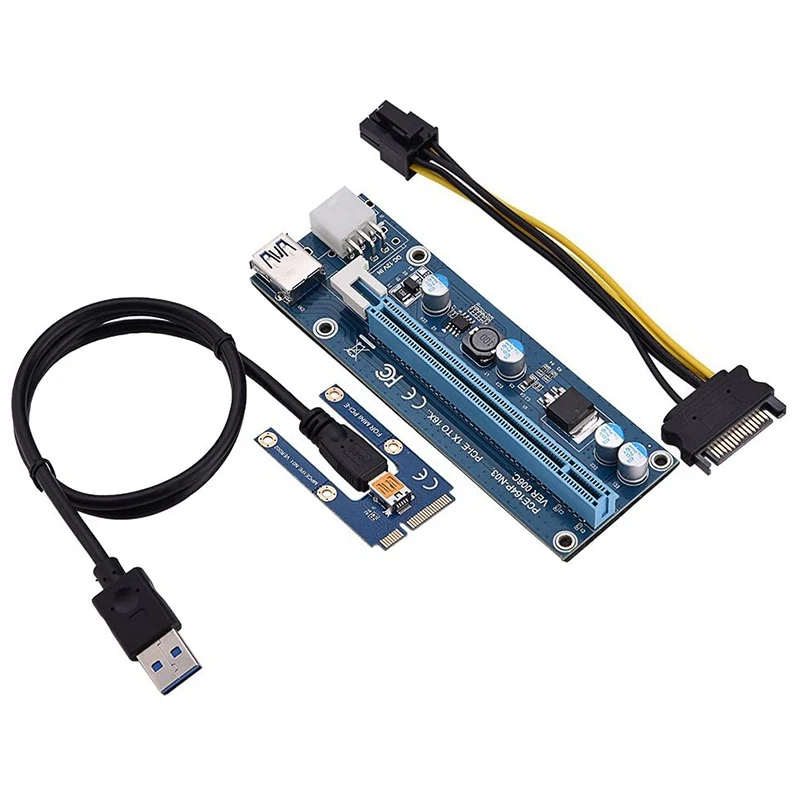 Переходник PCI-E 1X к 16X с кабелем питания MOLEX на SATA адаптер переходника шнура GPU