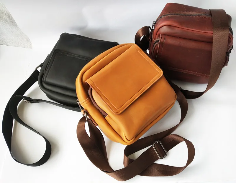 

New Style MEN'S Real-leather Bag Horse Leather Small Shoulder Bag Cowhide Men Bag Crossbody Bag Korean-style Fashion