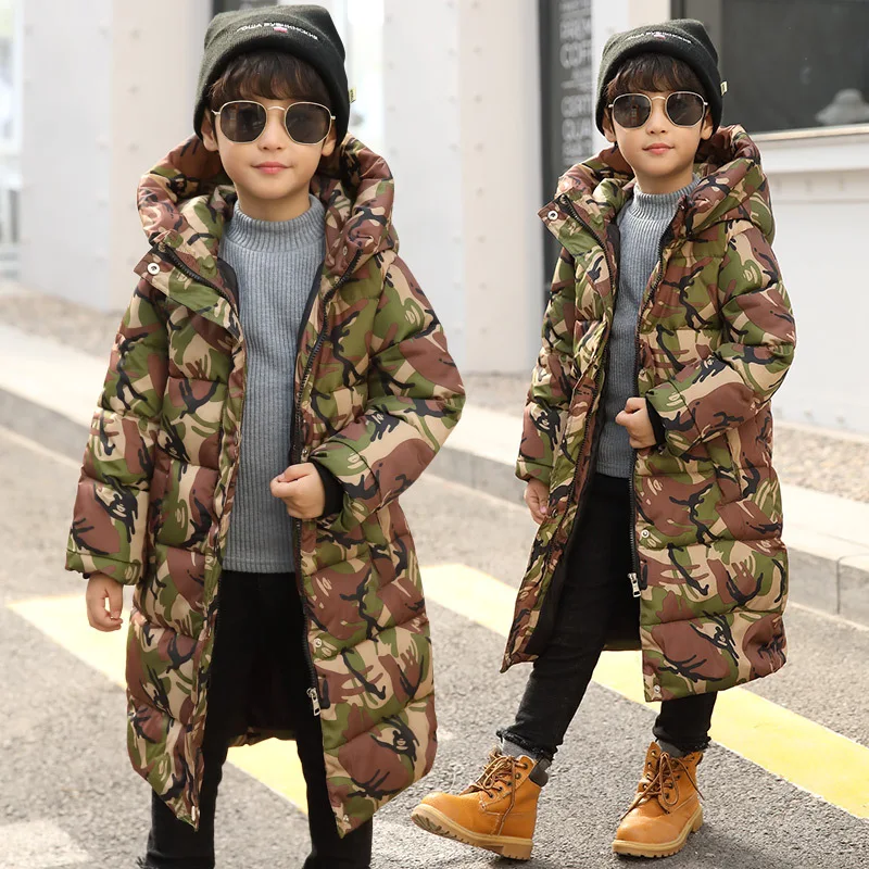 

Warm Thickening Winter Camouflage Long Child Coat Children Outerwear Windproof Baby Boys Girls Jackets For 5-16 Years Old Parka