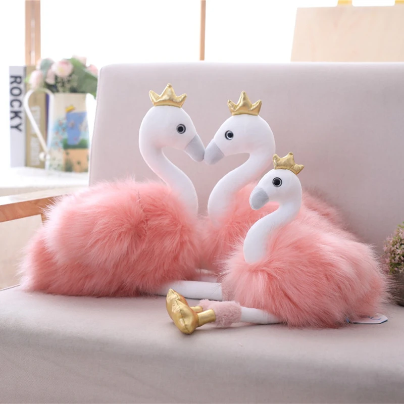 

20/30cm Swan plush toys cute Flamingo doll stuffed soft Animal doll ballet swan with crown baby kids appease toy gift for girl