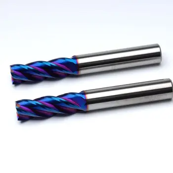 

D8*20*D8*60mm*4T Solid carbide 4 flutes flattened end mills with straight Slim shank milling cutter HRC60 nACo-Blue Coated