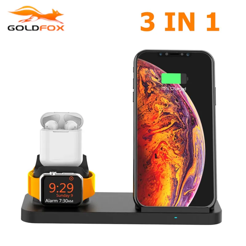 Беспроводное зарядное устройство Qi для iPhone 12 SE2 11 pro XR XS Max Samsung 10 Вт подставка