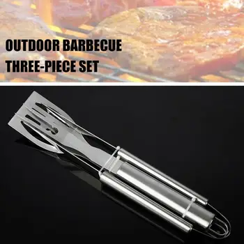 

BBQ Tools Roast Fork Picnic Outdoors Camp BBQ Kit Barbecue Accessories Strong Silver Shovel Cooking 3pcs