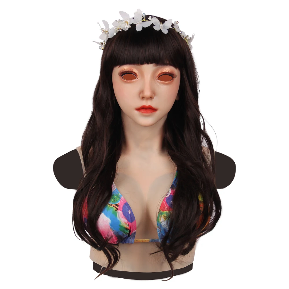 AZAZEL Emily goddess силиконовая женская маска на голову с грудной чашечкой E грудь для