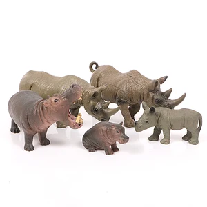 Simulation Wild Animals toys Model Rhinoceros Hippo Action Figures Toy Africa Wild Animals Figurines Decoration Model Kid Toy