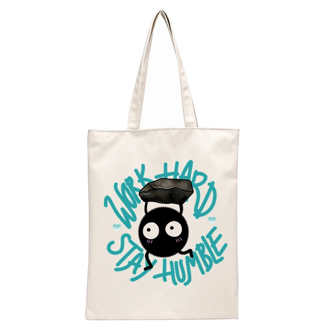 Spirited Away Faceless  Print Reusable Shopping Bag Women Canvas Tote Bags Printing Eco Bag Cartoon Shopper Shoulder Bags N2057C