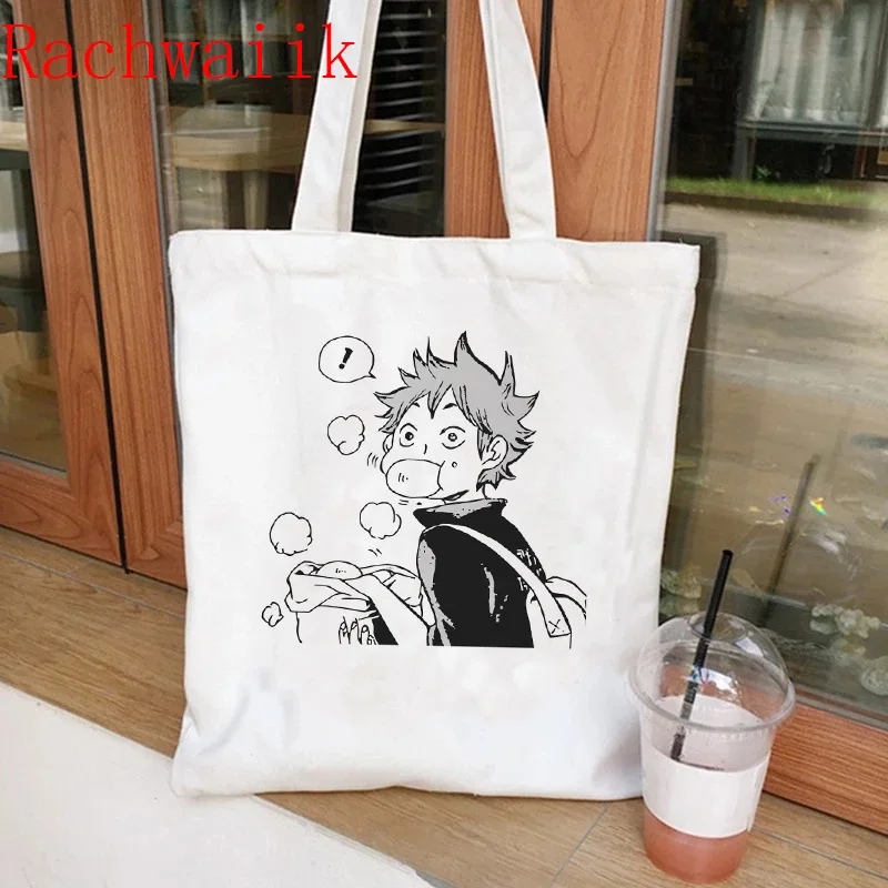 90s anime Haikyuu Shopping Bag Graphic Tote Harajuku Shopper Bag Women Canvas Shoulder Bag Eco Large-capacity Eco Large-capacity