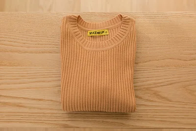 Детские вязаные свитера, детские свитера с круглым вырезом, вязаный свитер в рубчик для девочек - Цвет: Цвет: желтый