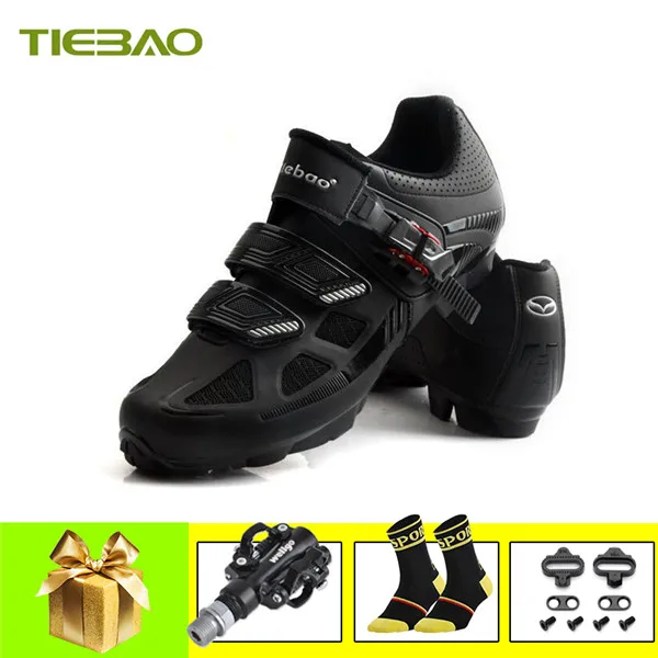 Tiebao sapatilha ciclismo mtb Мужская и женская велосипедная обувь для велоспорта самоблокирующаяся обувь для горного велосипеда дышащая обувь для верховой езды - Цвет: pedals for 1652 B