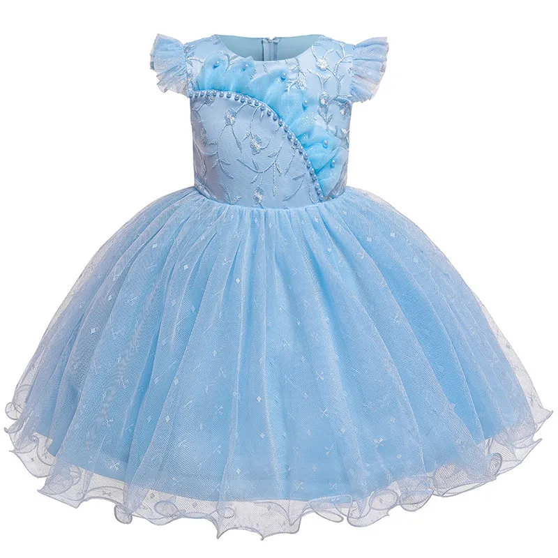 Nuovo-Ricamo-di-Pizzo-Del-Bambino-Vestito-Dalla-Ragazza-Elegante-Fly-Manica-Da-Sposa-Capretti-Delle