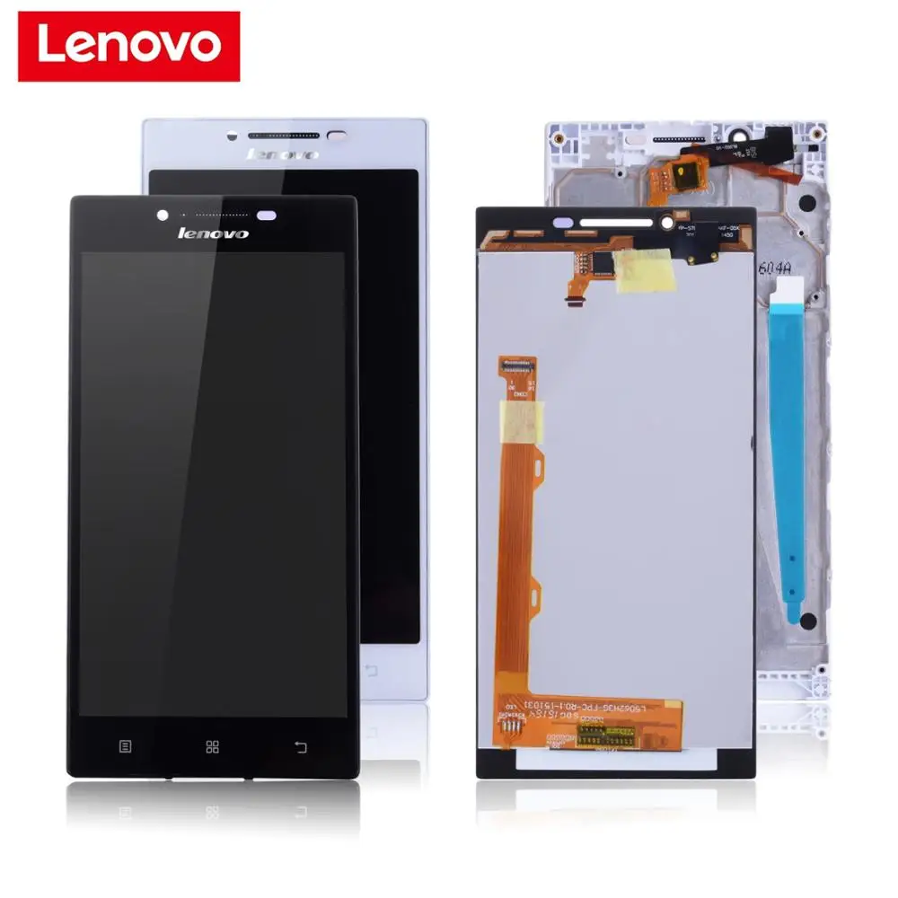 Скидка Дисплей для LENOVO P70 font b LCD b font P70 A P70A в сборе с тачскрином на рамке Оригинал черный белый