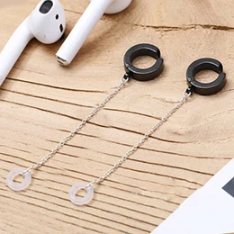 Серьги, наушники, шнур управления потерей, для airpods, анти-потеря, серьги, наушники для air Loop, веревка для Air Pods, аксессуары - Цвет: black