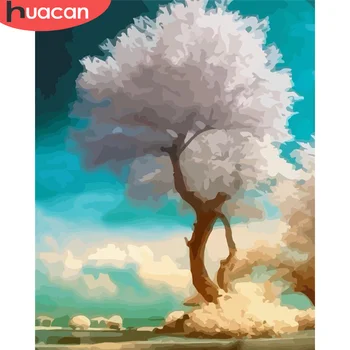 

HUACAN Paint By Numbers Tree HandPainted Oil Painting Art Gift DIY Pictures By Number Landscape Kits Home Decoration