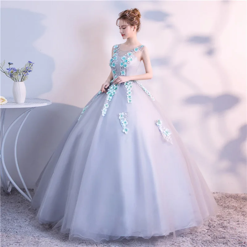 Элегантное синее Пышное Платье с жемчужинами и рукавами Vestidos De 15 Anos Платья вечерние бальные платья для девочек 16 платья Robe De Bal