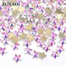 JUNAO décoration de Nail Art en cristal, en cristal AB, Strass d'étoile, décoration de Nail Art, pierres en cristal à dos plat, autocollant, Strass(China)