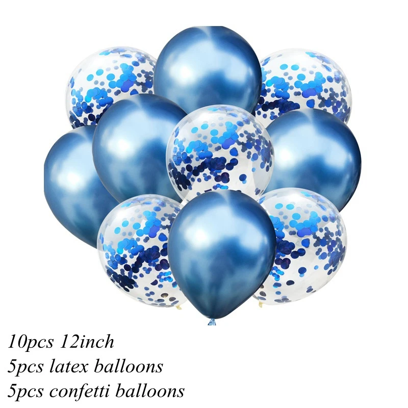 10 шт. 12 дюймов Металлические Синие цвета латексные шары золотые воздушные шары с конфетти надувной шар для дня рождения свадьбы
