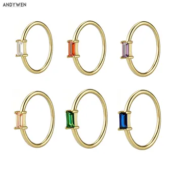 

ANDYWEN 925 Sterling Silver 1.5mm Rainbow Ring Slim Round Women Luxury Colorful Zircon CZ Jewelry in 2020 Fashion Statement
