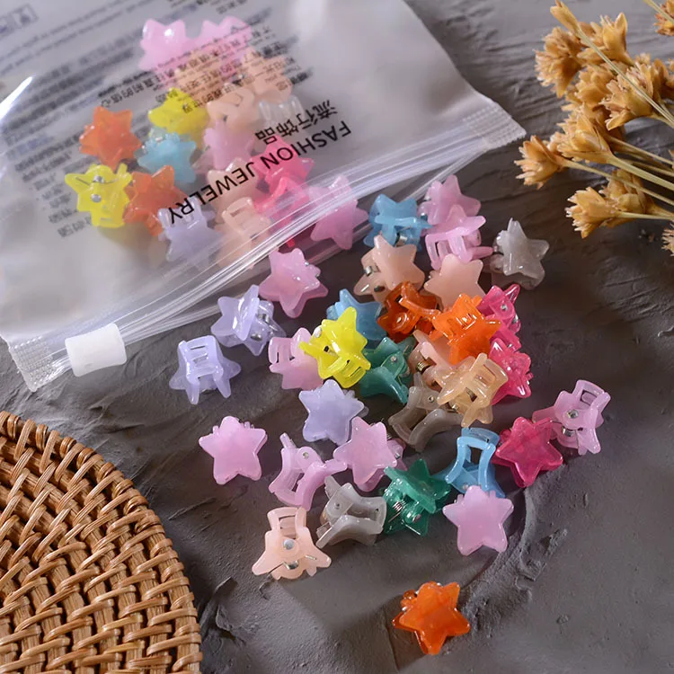 50PCS/Set Small Hair Crabs For Girls Acrylic Cute Candy Color Flower Star Hair Clip Clamp Children Mini Hairpin Hair Accessories