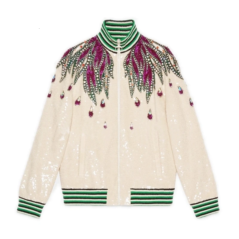 only jacket LANMREM, женский модный костюм с блестками, ручная вышивка бисером, полосатые топы с эластичной талией, штаны с высокой горловиной, Женский комплект TB281 - Цвет: only jacket