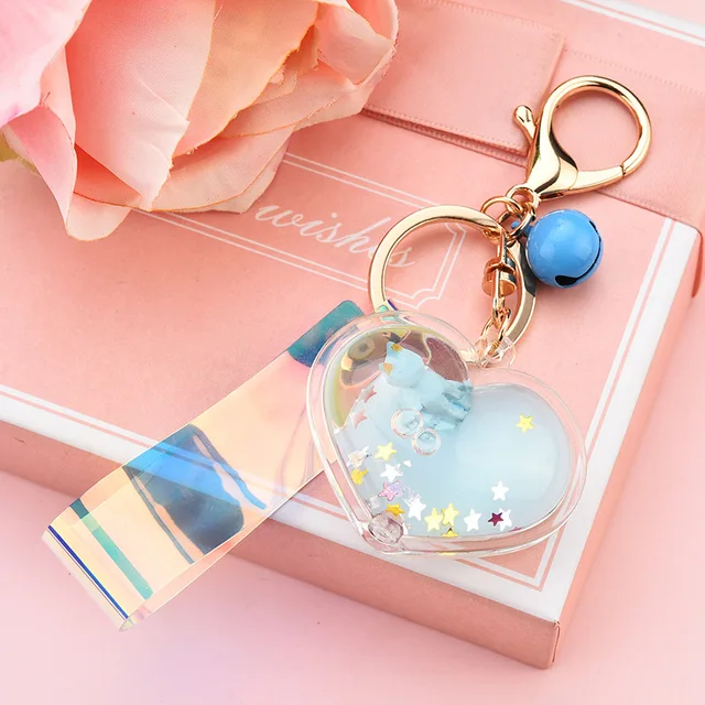 Creative New Floating Hug Love Rabbit Ball Disc Quicksand Key Chain Bag  Pendant Cute Heart Sequins Lollipop Liquid Keyring Gift - Key Chains -  AliExpress