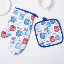 2 шт изоляционные перчатки, хлопок, фламинго, кухонный коврик, для приготовления пищи, перчатки для микроволновой печи, для выпечки, для барбекю, печи, прихватки, прихватки, кухонные перчатки