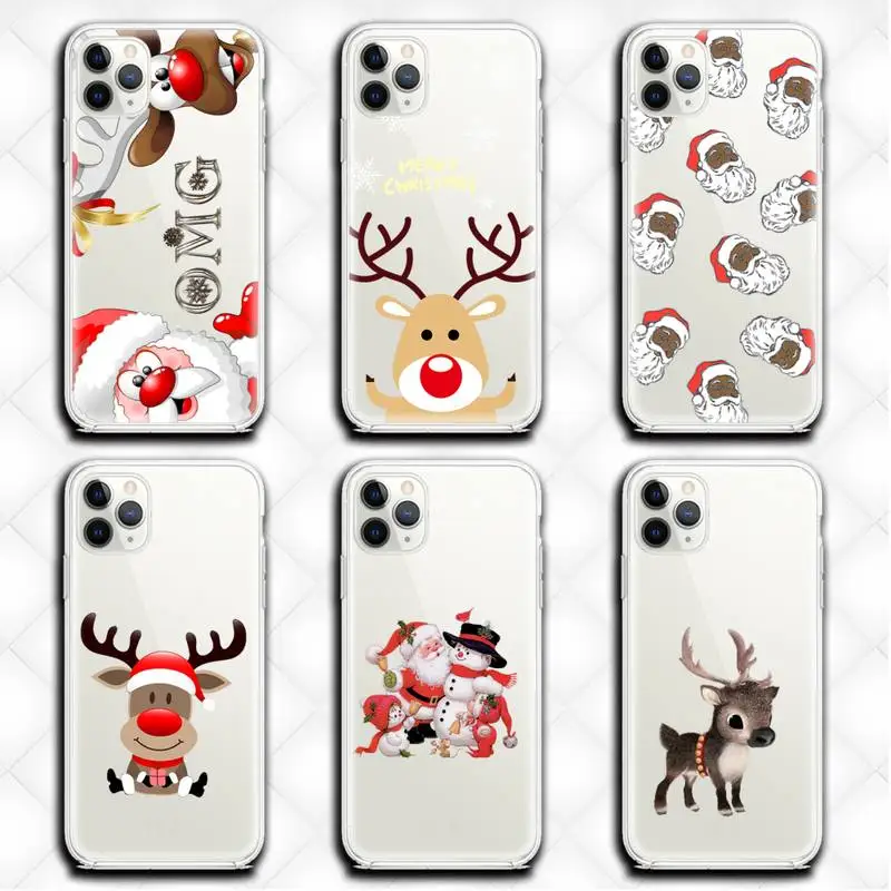 Christmas cartoon Reindeer Phone Case clear for iphone 12 pro max mini 11 XS MAX 8 7 6 6S Plus X 5S SE 2020 XR cover | Мобильные