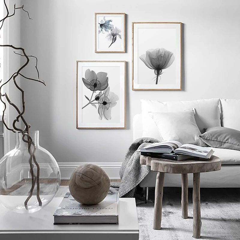 

Modern Transparent Flower Canvas Painting Wall Art Pictures for Living Room Nordic Poster and Print Home Decoration No Frame