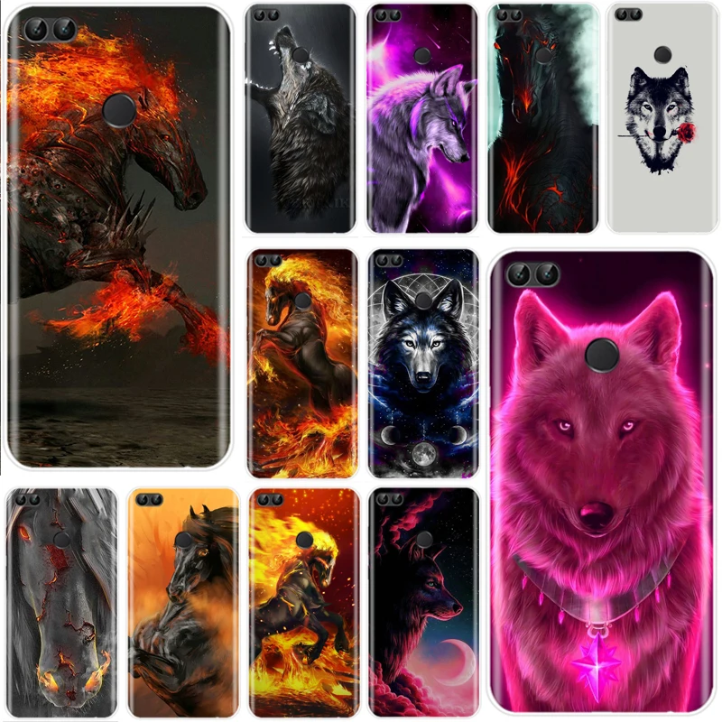 Мягкий чехол для телефона Fierce Wolf and Flame horse Huawei P10 P20 PLUS P8 P9 P30 lite smart PRO | Мобильные