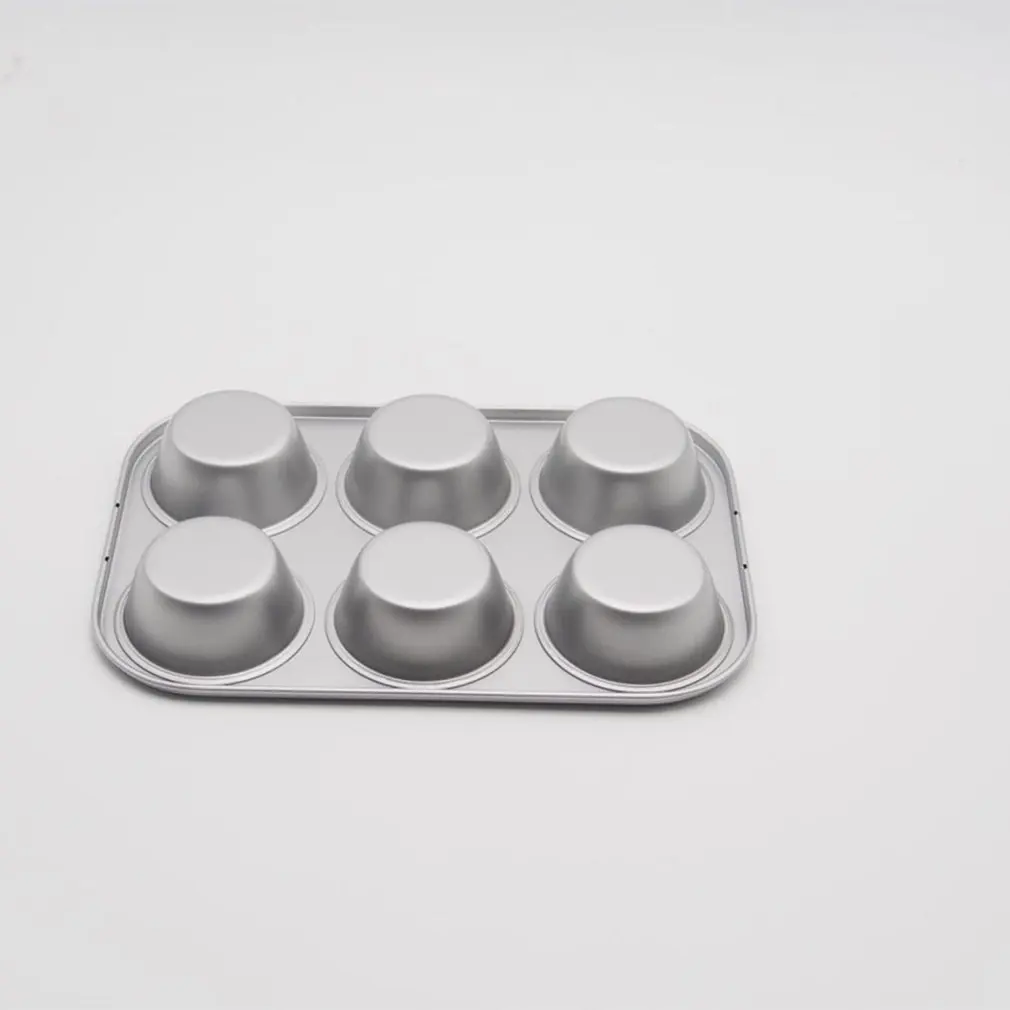 6-Cup Muffin Baking Pan Cake Bread Mold Cupcake Pan High-carbon Steel Non-Stick Bakeware Mould Kitchen Tools