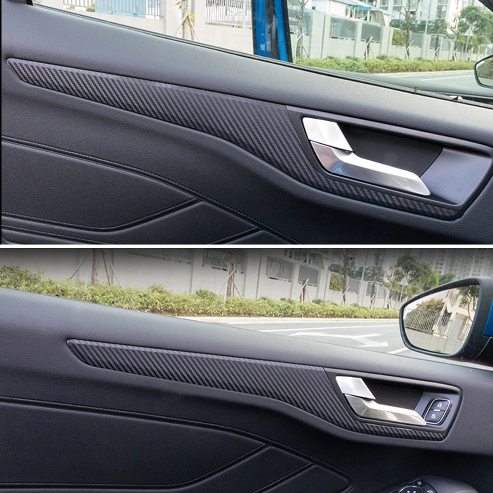 4pcs Carbon Fiber Car Styling Inner Door Decoration Sticker Frame Moulding Cover Trim For Ford Focus Interior Accessories