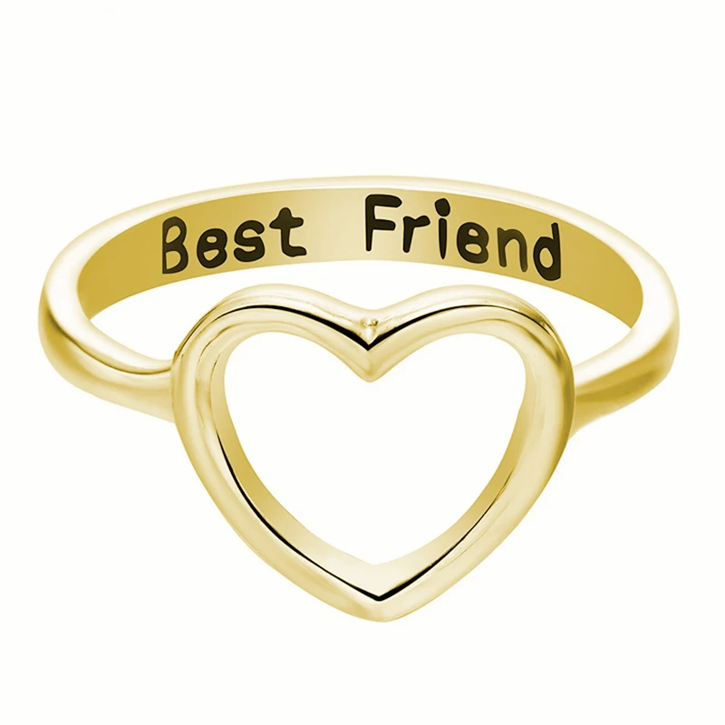 Новинка 1 шт Любовь Сердце Дружба Ювелирные изделия на подарок кольцо Горячие Лучшие Друзья обещают кольца для женщин и девушек - Окраска металла: Gold