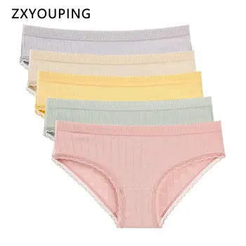 

5PCS Breathable Hole Panties Women Sexy Cotton Briefs Soft Seamless Comfort Underwear M-XXL Plus Size Lingerie Mid Waist Solid