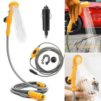 

12V Portable Outdoor Automobile Car Shower Set Water Spray Pumps Camping Nozzle Kit I88