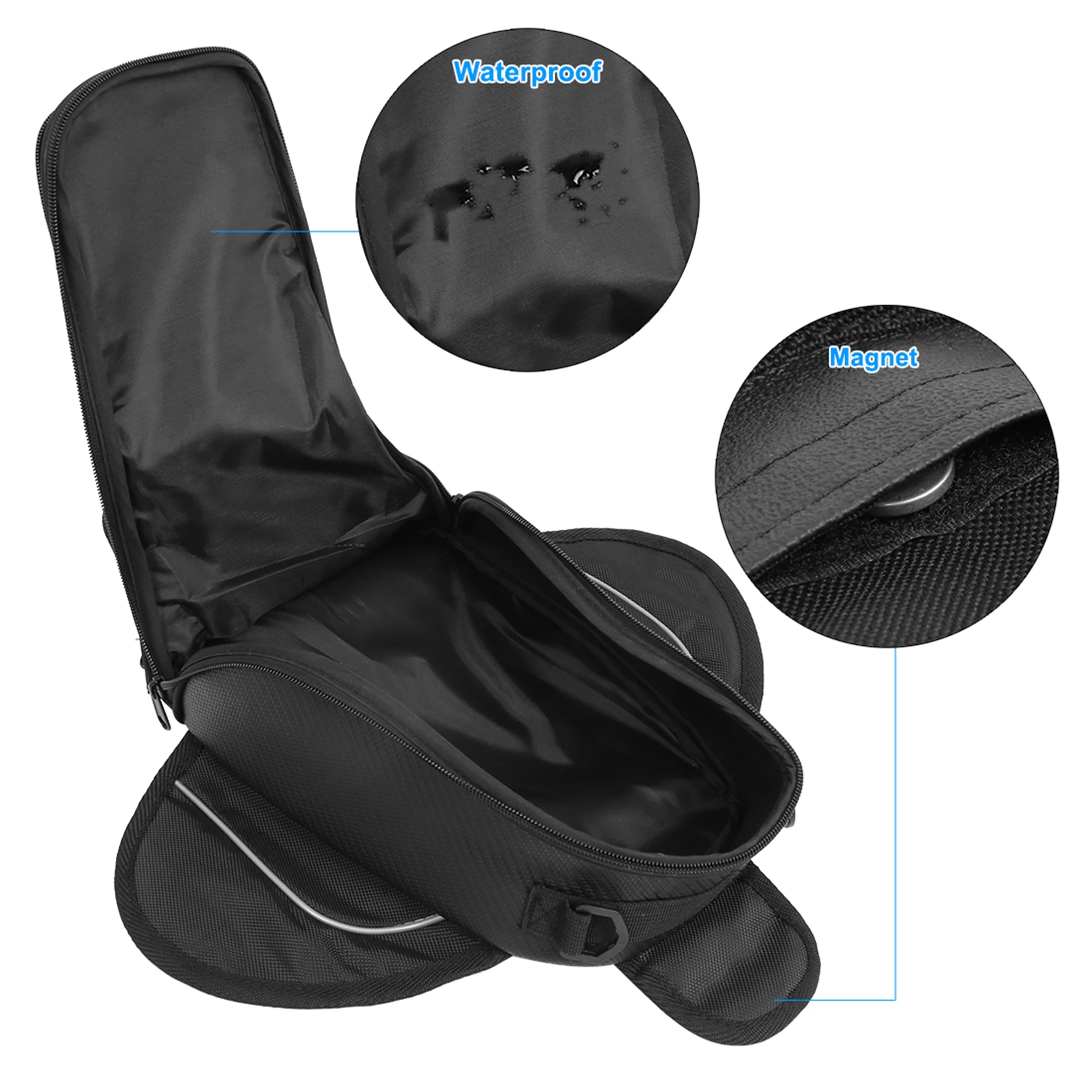 Motoforti Universal 6.8'' Motorcycle Tank Bag Oxford Waterproof Magnetic Gas Oil Fuel Saddlebag Big Window motorcycle tank bag