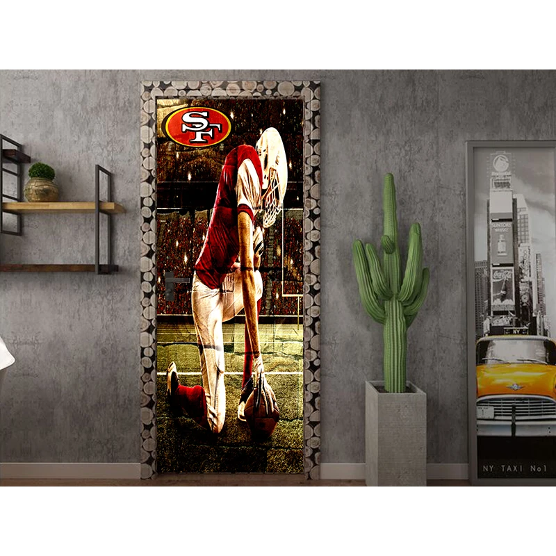 3D командная водостойкая наклейка на всю дверь, креативная наклейка s San Francisco 49ers, наклейка на стену двери, сделай сам, Фреска для спальни, домашний декор