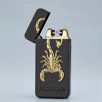 

Metal USB Rechargeable Flameless Electric Arc Windpro of Cigar Cigarette Lighter Creative Lighters Double Arc Lighters 10 Colors