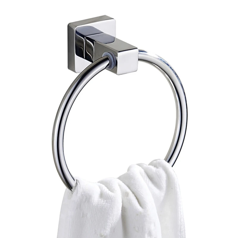 Stainless Steel Towel Shelf Wall-Mounted Bathroom Holder Adhesive Force Bathroom Ring Towel Shelf Bathroom Accessories 2020