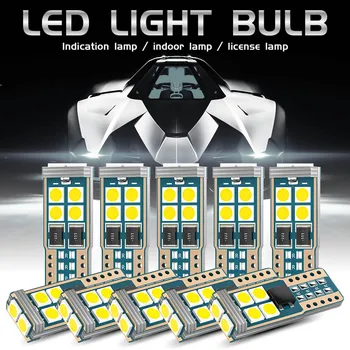 

10PCS T10 LED Car W5W LED Bulbs Canbus 10-SMD 168 194 6000K 12V White Car Interior Dome Light Clearance Light Non-polar